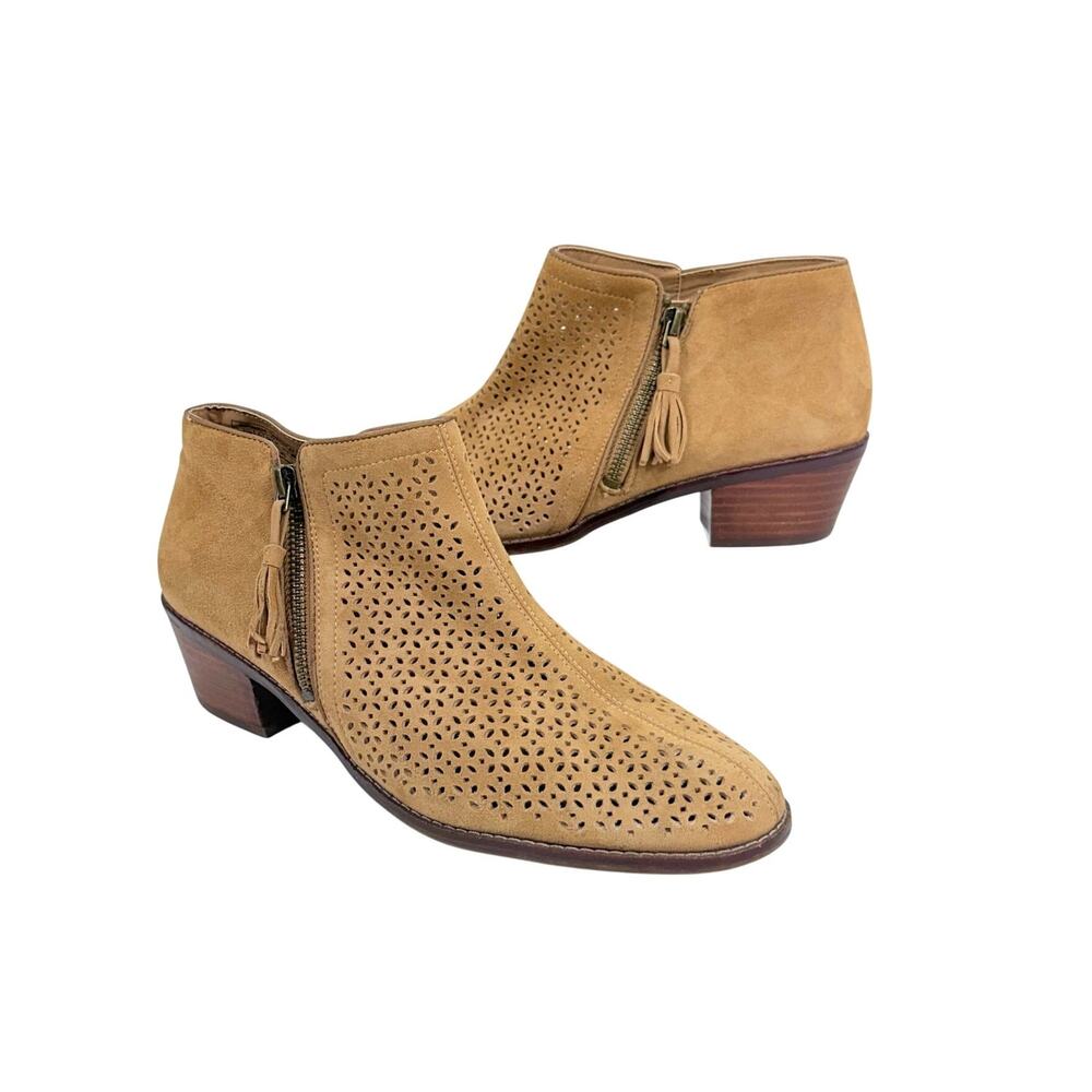Vionic Joy Daytona Suede Perforated Ankle Boots Booties Block Heel Women Size 11